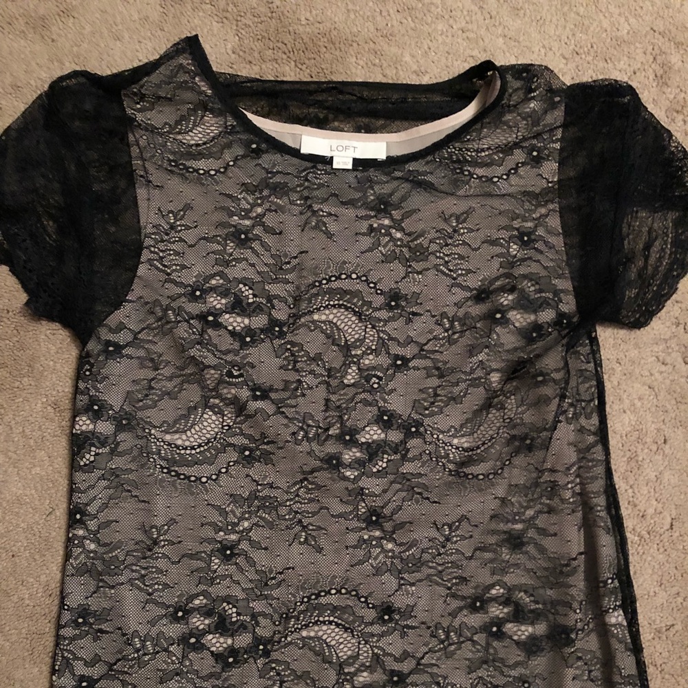 Black Lacey with tan under sheer blouse
